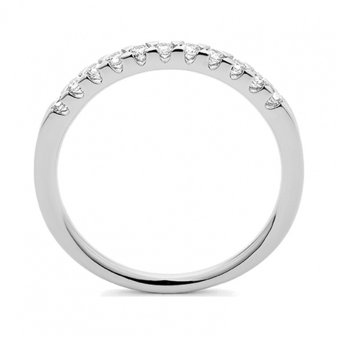 Anillo Media alianza de oro blanco de 18 Kt con diamantes de 0,25 a 1,00 ct