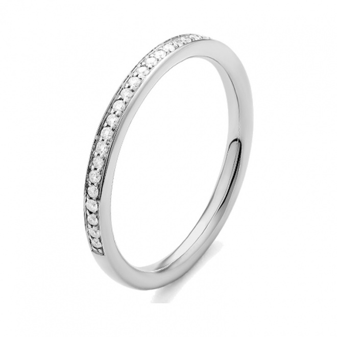 Anillo Media alianza de oro blanco de 18 Kt con diamantes de 0,15 a 0,45 ct