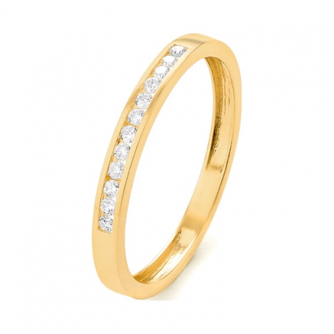 Anillo Media alianza de oro amarillo de 18 Kt con diamantes de 0,13 a 0,54 ct