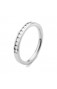 Anillo Media alianza de oro blanco de 18 Kt con diamantes de 0,25 a 1,00 ct