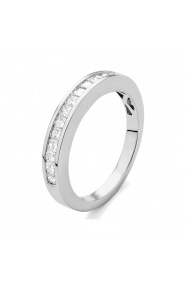 Anillo Media alianza de oro blanco de 18 Kt con diamantes talla princesa de 0,45 a 1,00 ct