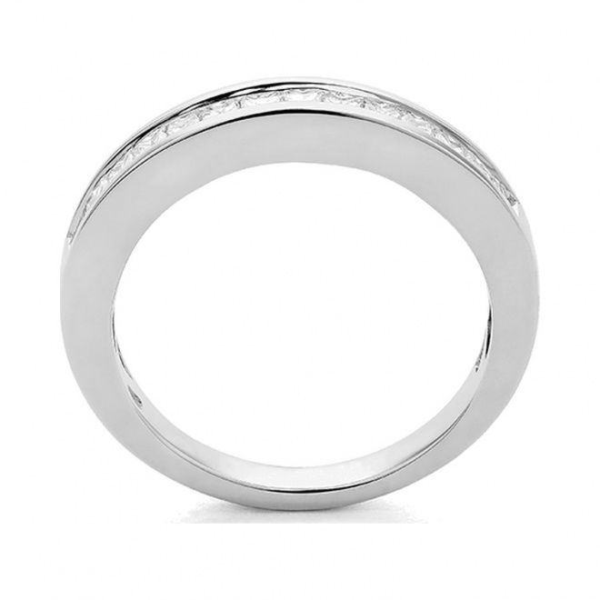 Anillo Media alianza de oro blanco de 18 Kt con diamantes talla princesa de 0,45 a 1,00 ct