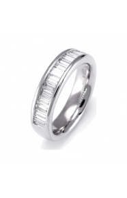 Anillo Media alianza de oro blanco de 18 Kt con diamantes talla baguette de 0,50 a 1,50 ct