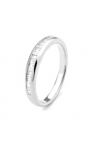 Anillo Media alianza de oro blanco de 18 Kt con diamantes talla baguette de 0,25 a 0,99 ct