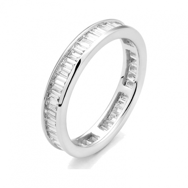 Anillo Alianza de oro blanco de 18 Kt con diamantes talla baguette de 1,50 a 2,70 ct