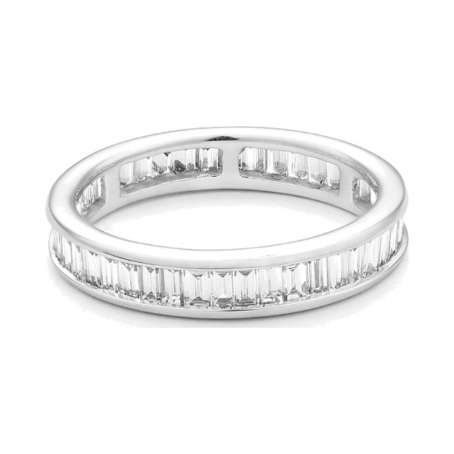 Anillo Alianza de oro blanco de 18 Kt con diamantes talla baguette de 1,50 a 2,70 ct