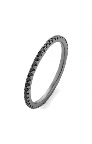 Anillo Alianza de oro blanco de 18 Kt con diamantes negros de 0,45 ct