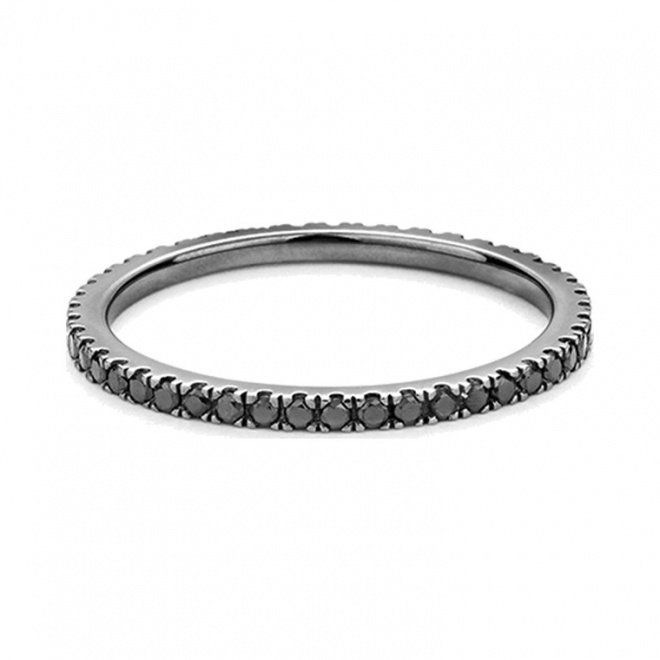 Anillo Alianza de oro blanco de 18 Kt con diamantes negros de 0,45 ct