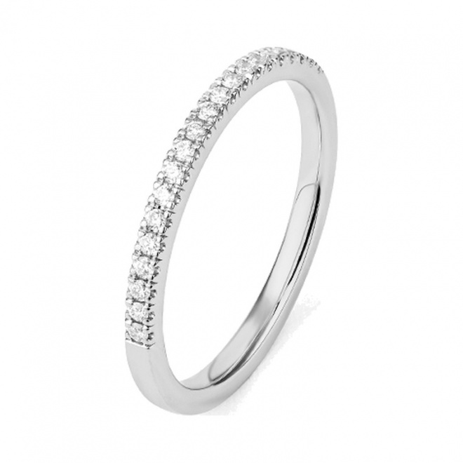 Anillo Media alianza de oro blanco de 18 Kt con diamantes de 0,15 a 0,90 ct