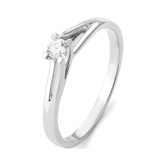 Anillo Solitario de oro blanco de 18 Kt con diamante de 0,10 a 0,73 ct