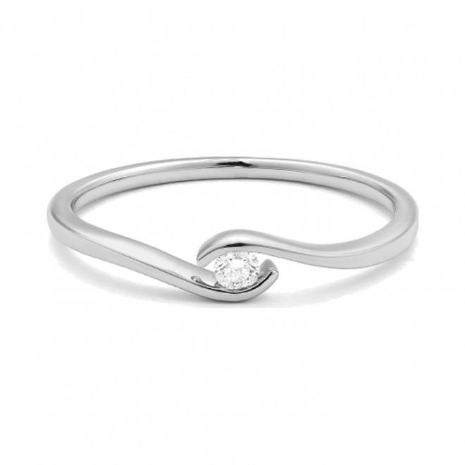 Anillo Solitario de oro blanco de 18 Kt con diamante de 0,05 a 0,73 ct