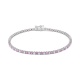 Pulsera Rivière de oro blanco de 18 Kt con piedra de color y diamantes