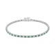 Pulsera Rivière de oro blanco de 18 Kt con piedra de color y diamantes