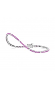 Pulsera Rivière de oro blanco de 18 Kt con piedra de color y diamantes de 0,26 ct