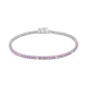 Pulsera Rivière de oro blanco de 18 Kt con piedra de color y diamantes de 0,26 ct