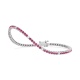 Pulsera Rivière de oro blanco de 18 Kt con piedra de color y diamantes de 0,26 ct