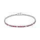 Pulsera Rivière de oro blanco de 18 Kt con piedra de color y diamantes de 0,26 ct