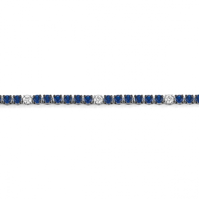 Pulsera Rivière de oro blanco de 18 Kt con piedra de color y diamantes