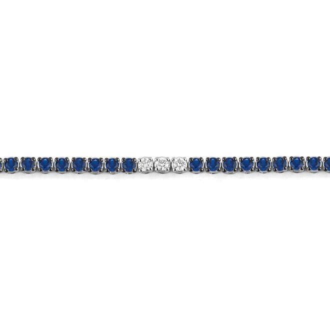 Pulsera Rivière de oro blanco de 18 Kt con piedra de color y diamantes