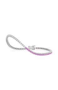 Pulsera Rivière de oro blanco de 18 Kt con piedra de color y diamantes de 0,99 ct