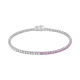 Pulsera Rivière de oro blanco de 18 Kt con piedra de color y diamantes de 0,99 ct