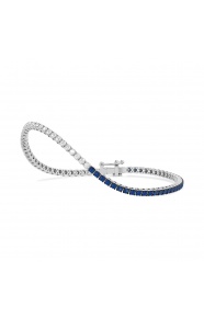Pulsera Rivière de oro blanco de 18 Kt con piedra de color y diamantes