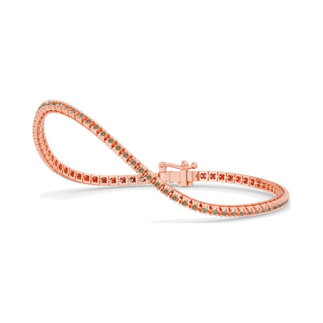 Pulsera Rivière de oro rosa de 18 Kt con diamantes de 1,14 ct