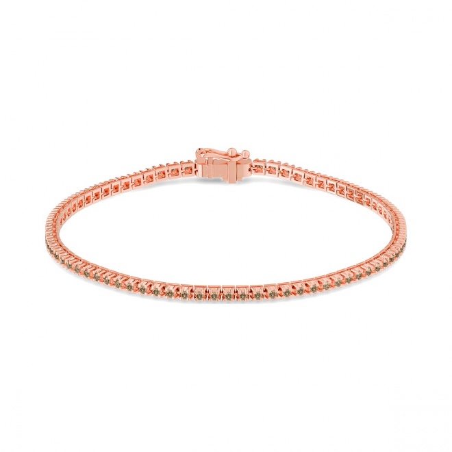 Pulsera Rivière de oro rosa de 18 Kt con diamantes de 1,14 ct