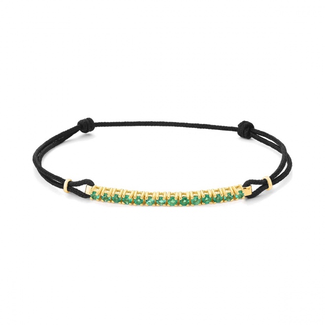 Pulsera Rivière con cadena de oro amarillo de 18 Kt con esmeralda de 0,50 ct
