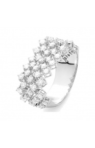 Anillo Rosetón de oro blanco de 18 Kt con diamantes de 1,40 ct