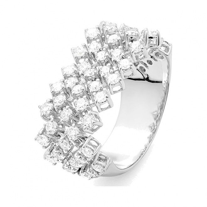 Anillo Rosetón de oro blanco de 18 Kt con diamantes de 1,40 ct