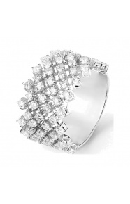Anillo Rosetón de oro blanco de 18 Kt con diamantes de 2,00 ct