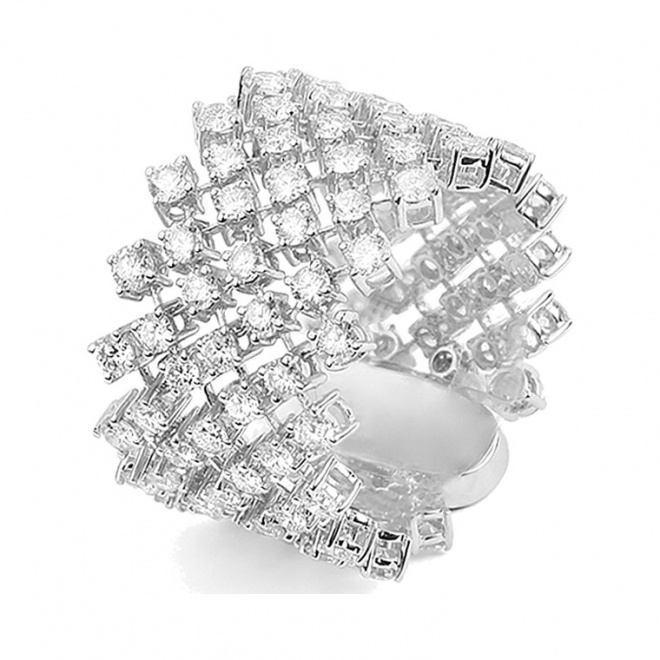 Anillo Alianza de oro blanco de 18 Kt con diamantes de 2,70 ct