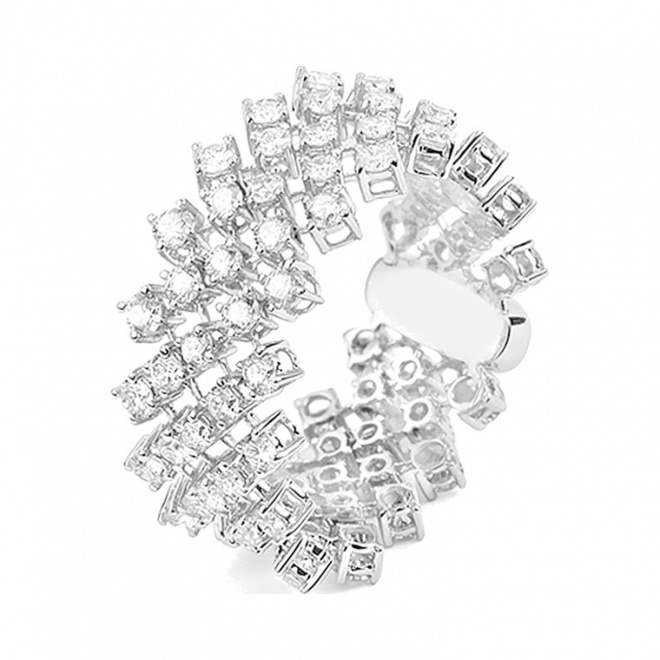 Anillo Alianza de oro blanco de 18 Kt con diamantes de 2,20 ct