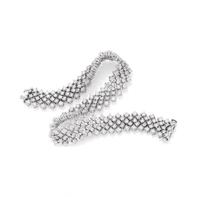 Pulsera Cashmere de oro blanco de 18 Kt con diamantes de 6,75 a 15,35 ct