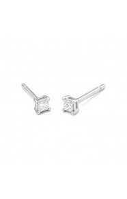 Pendientes Dormilonas de oro blanco de 18 Kt con diamantes talla princesa de 0,15 a 0,75 ct