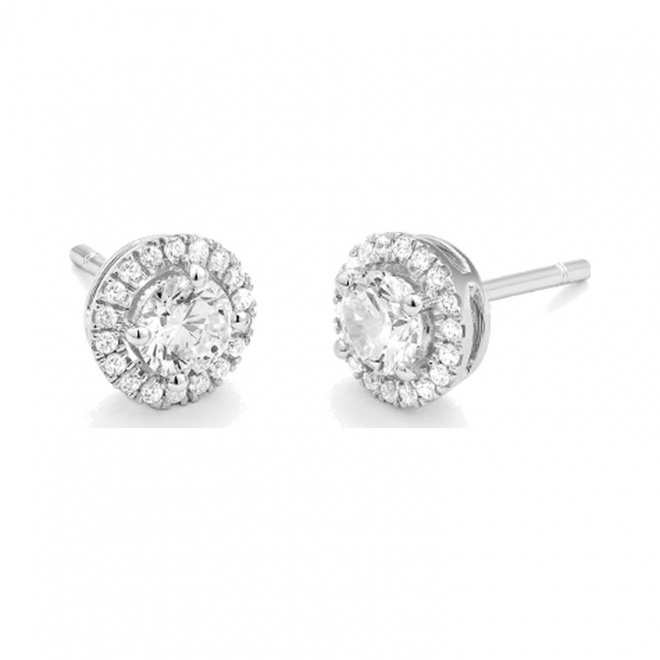Pendientes Dormilonas de oro blanco de 18 Kt con diamantes de 0,74 a 1,80 ct