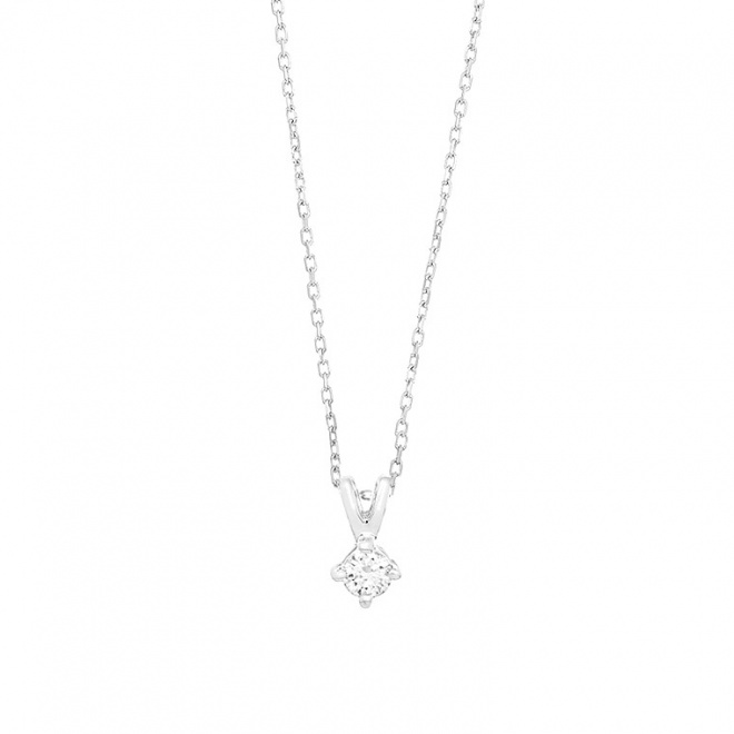 Colgante Solitario de oro blanco de 18 Kt con diamante de 0,10 a 0,25 ct