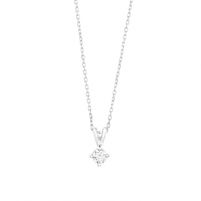 Colgante Solitario de oro blanco de 18 Kt con diamante de 0,10 a 0,25 ct