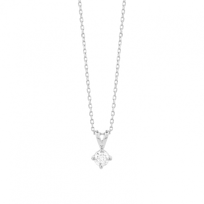 Colgante Solitario de oro blanco de 18 Kt con diamante de 0,10 a 0,25 ct