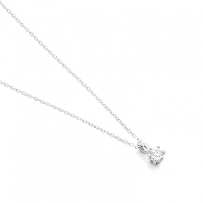 Colgante Solitario de oro blanco de 18 Kt con diamante de 0,10 a 0,73 ct