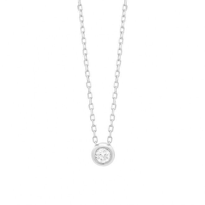 Colgante Solitario de oro blanco de 18 Kt con diamante de 0,05 a 0,53 ct