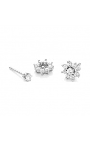 Pendientes Rosetón de oro blanco de 18 Kt con diamantes de 0,80 ct