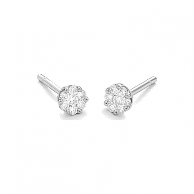 Pendientes Dormilonas de oro blanco de 18 Kt con diamantes de 0,15 a 2,00 ct