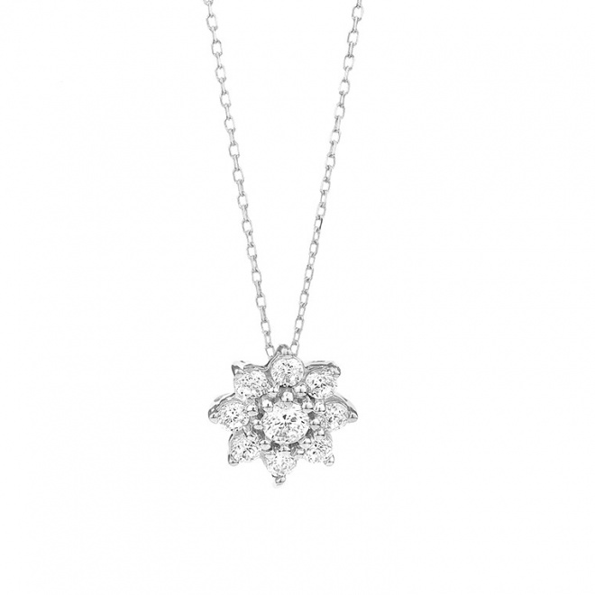 Colgante Rosetón de oro blanco de 18 Kt con diamantes de 0,38 a 0,70 ct