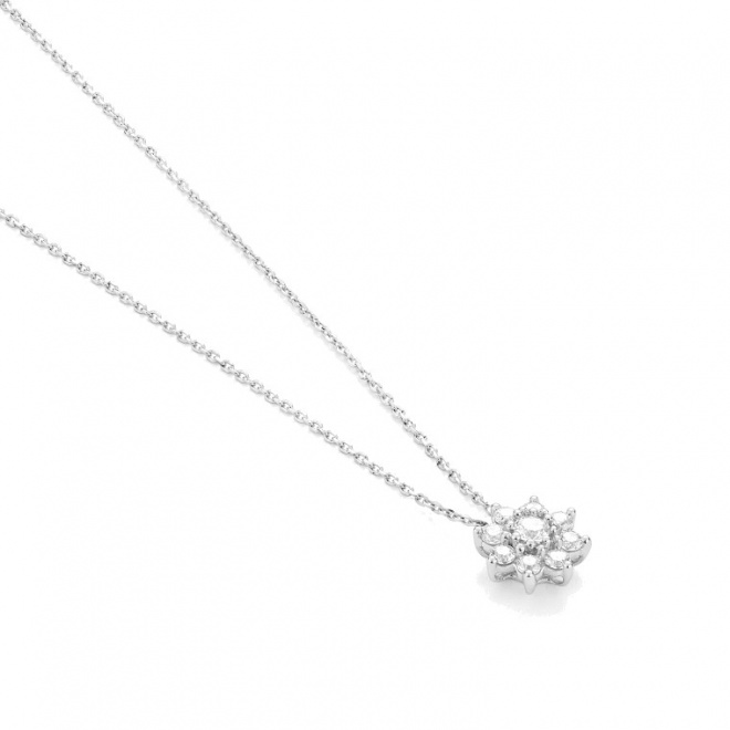 Colgante Rosetón de oro blanco de 18 Kt con diamantes de 0,38 a 0,70 ct