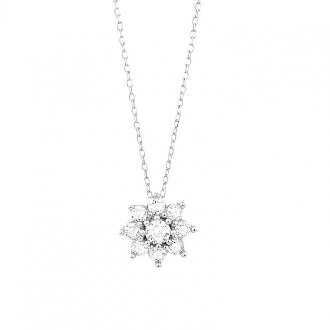 Colgante Rosetón de oro blanco de 18 Kt con diamantes de 0,38 a 0,70 ct