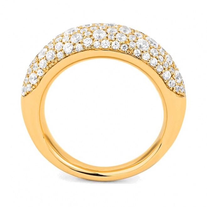 Anillo Media alianza de oro amarillo de 18 Kt con diamantes de 1,35 ct