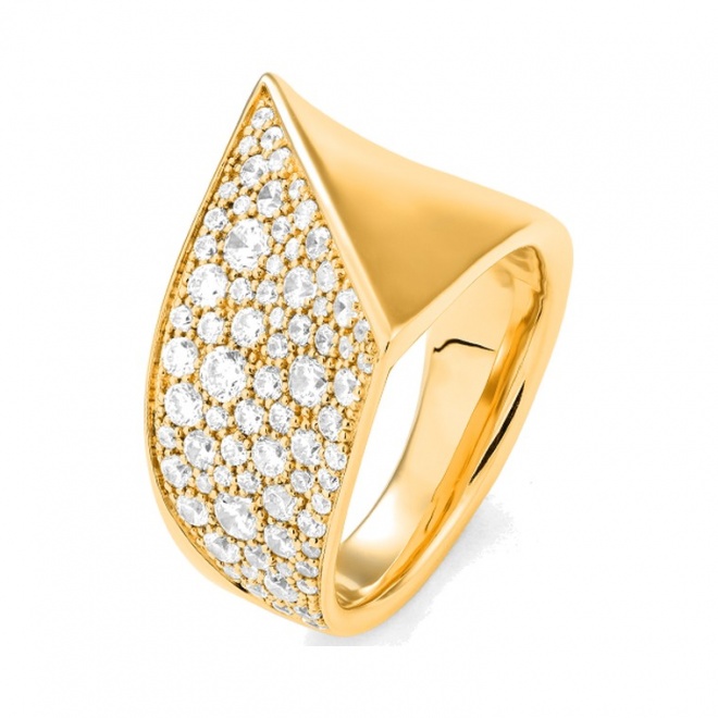 Anillo Pavé de oro amarillo de 18 Kt con diamantes de 1,30 ct
