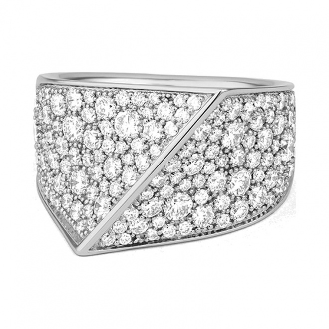 Anillo Pavé de oro blanco de 18 Kt con diamantes de 2,50 ct